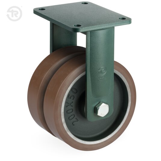 Ruote In Poliuretano TR Powerhigh, Supporto Fisso Elettrosaldato Gemellato — Tellure Rota