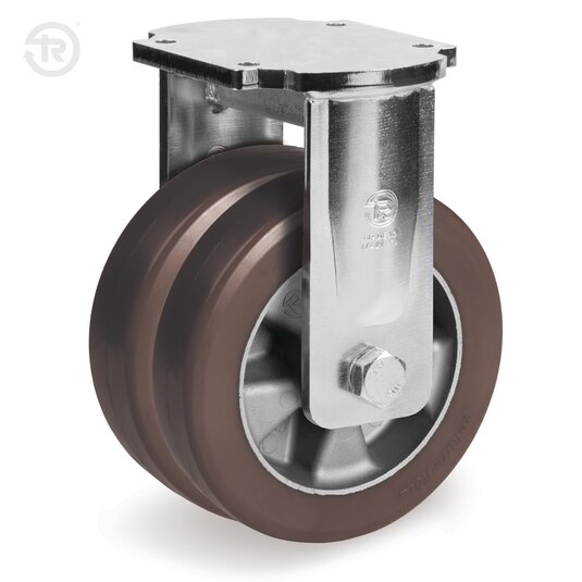 Ruote In Poliuretano TR Powerhigh Alto Spessore, Supporto Fisso Elettrosaldato Gemellato — Tellure Rota