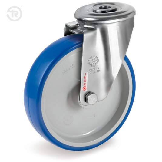 Ruote In Poliuretano Termoplastico Soft, Supporto Rotante Inox NLX — Tellure Rota