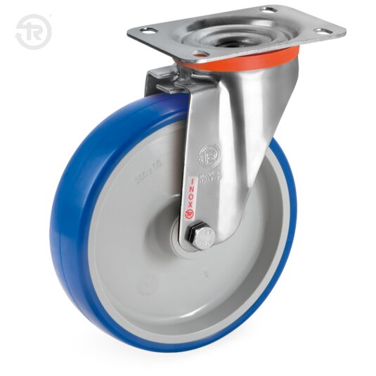 Ruote In Poliuretano Termoplastico Soft, Supporto Rotante Inox NLX — Tellure Rota