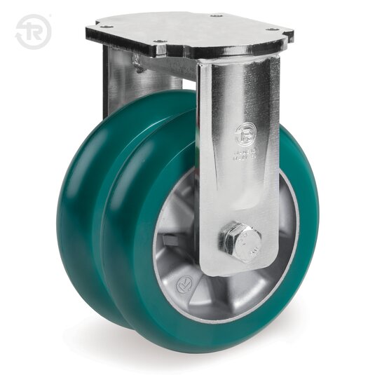 Ruote In Poliuretano TR Roll Ergonomiche, Supporto Fisso Elettrosaldato Gemellato — Tellure Rota