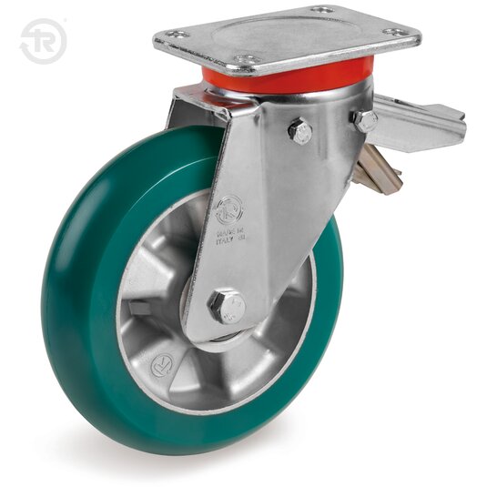 Ruote In Poliuretano TR Roll Bombate, Supporto EP, Freno — Tellure Rota
