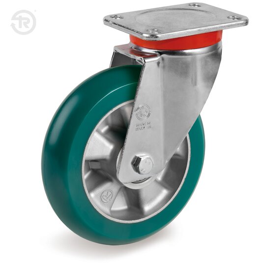 Ruote In Poliuretano TR Roll Bombate, Supporto Rotante EP — Tellure Rota