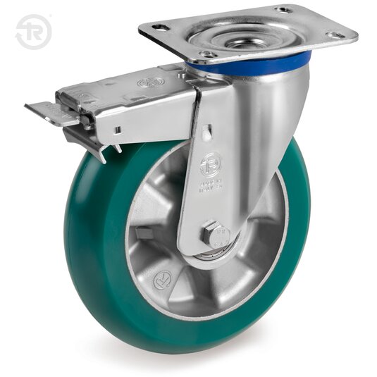 Ruote In Poliuretano TR Roll Bombate, Supporto M, Freno — Tellure Rota