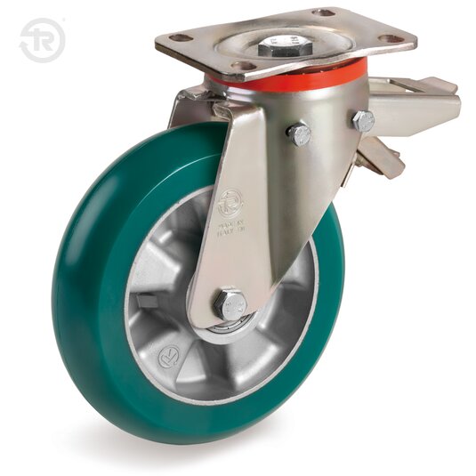 Ruote In Poliuretano TR Roll Bombate, Supporto P, Freno — Tellure Rota