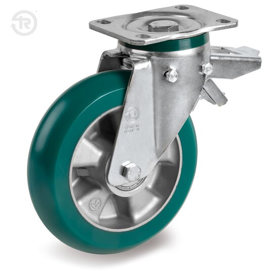 Ruote In Poliuretano TR Roll Bombate, Supporto Rotante PT, Freno — Tellure Rota