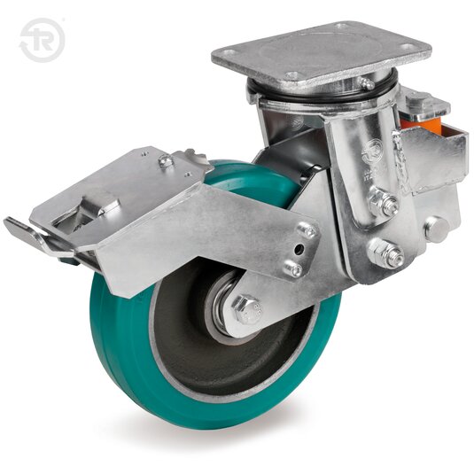 Ruote In Poliuretano TR Roll, Supporto Fisso Ees Mhd, Freno — Tellure Rota