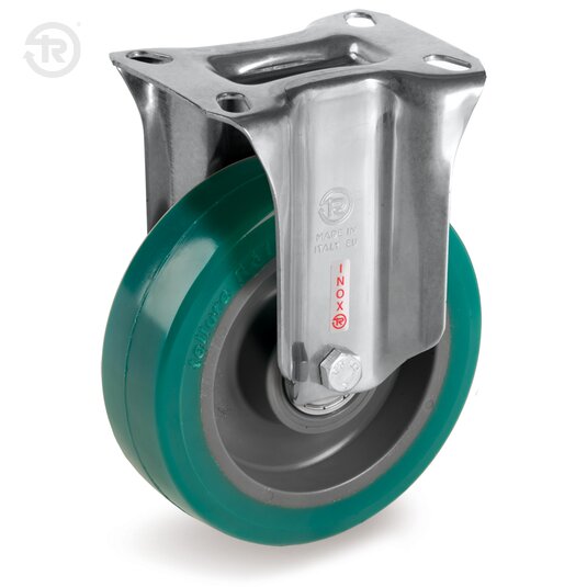 Ruote In Poliuretano TR Roll, Supporto Fisso Inox NLX — Tellure Rota