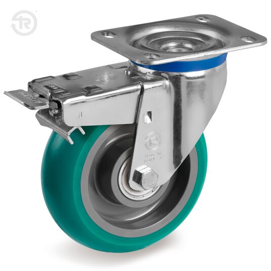 Ruote In Poliuretano TR Roll Bombate, Supporto M, Freno — Tellure Rota