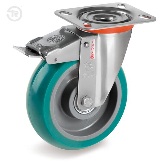 Ruote In Poliuretano TR Roll Bombate, Supporto NLX, Freno — Tellure Rota