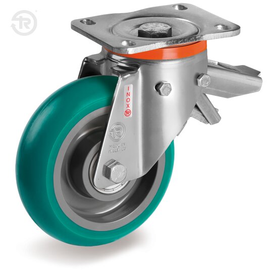 Ruote In Poliuretano TR Roll Bombate, Supporto Px, Freno — Tellure Rota