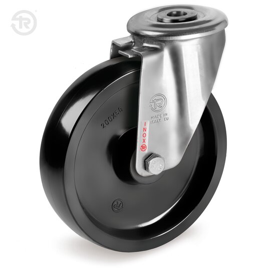 Ruote In Resina, Supporto Rotante Foro Passante Inox — Tellure Rota