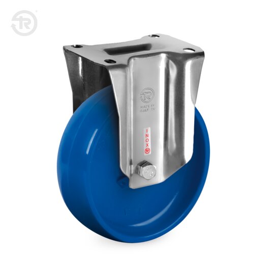 Ruote In Poliammide 6 Blu, Supporto Fisso Inox NLX — Tellure Rota