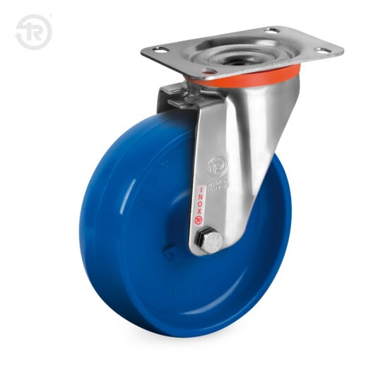 Ruote In Poliammide 6 Blu, Supporto Rotante Inox NLX — Tellure Rota