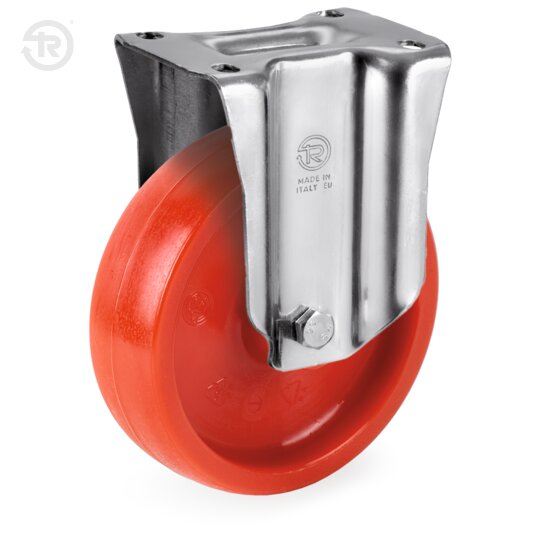 Ruote In Poliammide 6 Rosso, Supporto Fisso NL M — Tellure Rota