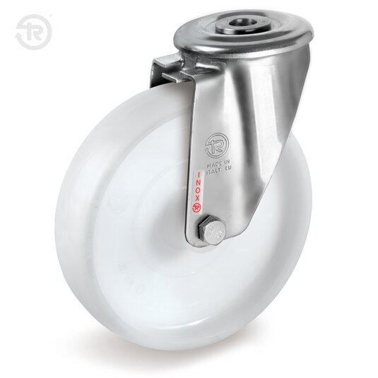 Ruote In Poliammide 6, Supporto Rotante Foro Passante Inox NLX — Tellure Rota