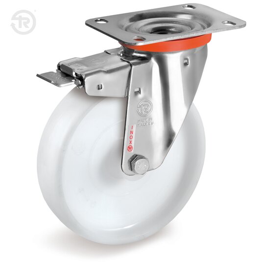 Ruote In Poliammide 6, Supporto Rotante Inox NLX, Freno — Tellure Rota