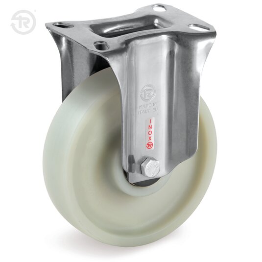 Ruote In Poliammide A Fibra Di Vetro, Supporto Fisso Inox NLX — Tellure Rota