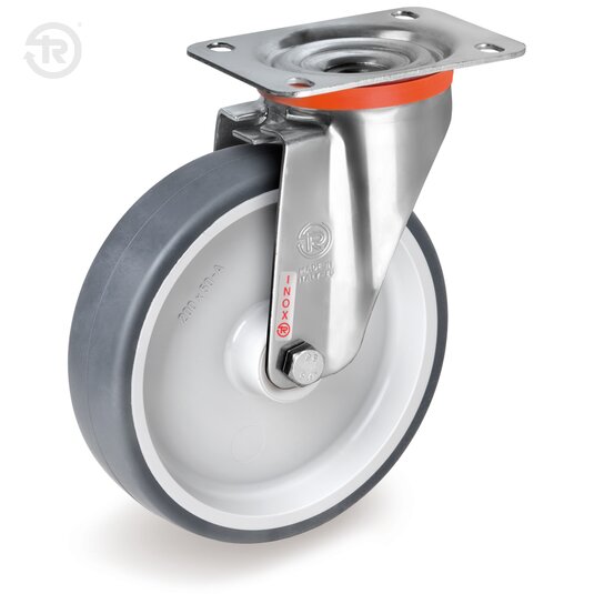 Ruote In Gomma Termoplastica, Supporto Rotante Inox NLX — Tellure Rota