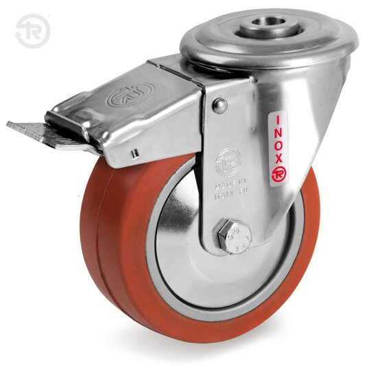 Ruote In Gomma Siliconica, Supporto Foro Inox, Freno — Tellure Rota