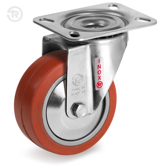 Ruote In Gomma Siliconica, Supporto Rotante Piastra Inox NLX — Tellure Rota