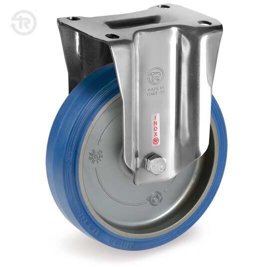 Ruote In Gomma Sigma Elastic, Supporto Fisso Inox NLX — Tellure Rota