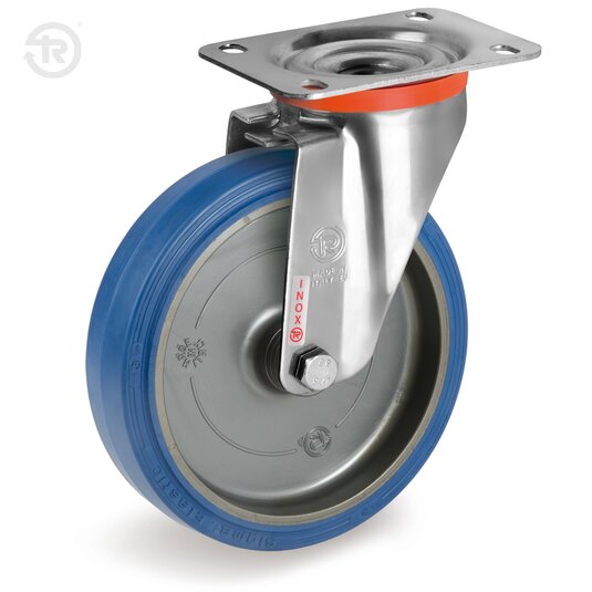 Ruote In Gomma Sigma Elastic, Supporto Rotante Inox NLX — Tellure Rota
