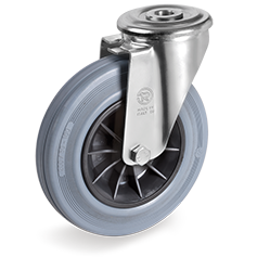 Tellure Rota 227910 — Ruote in gomma antitraccia, nucleo in polipropilene, supporto rotante foro passante NL — 227910 | Tellure Rota