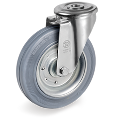 Tellure Rota 237902 — Ruote in gomma antitraccia, nucleo composto da due dischi in lamiera, supporto rotante foro passante NL — 237902 | Tellure Rota