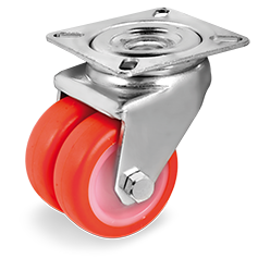 Tellure Rota 364402 — Ruote gemellate in poliuretano iniettato, nucleo in poliammide 6, supporto rotante piastra per alte portate — 364402 | Tellure Rota