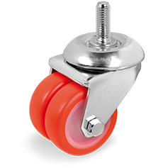 Tellure Rota 366402 — Ruote gemellate in poliuretano iniettato, nucleo in poliammide 6, supporto rotante codolo per alte portate — 366402 | Tellure Rota