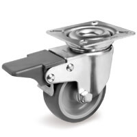 Tellure Rota 388203 — Ruote in gomma termoplastica, nucleo in polipropilene, supporti rotanti piastra tipo freno anteriore