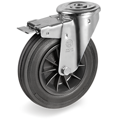 Tellure Rota 525621 — Ruote in gomma standard, nucleo in polipropilene, supporto rotante foro passante NL freno anteriore — 525621 | Tellure Rota