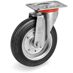 Tellure Rota 535106 — Vollgummi-Standardräder, Felge aus zwei Stahlblech-Scheiben, Lenkrolle mit Platte NL