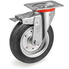 Tellure Rota 535407 — Ruote in gomma standard, nucleo composto da due dischi in lamiera, supporto rotante piastra NL freno anteriore