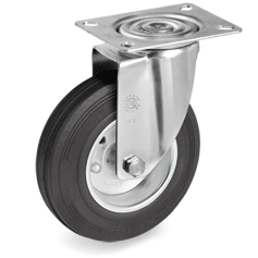 Tellure Rota 535803 — Vollgummi-Standardräder, Felge aus zwei Stahlblech-Scheiben, Lenkrolle mit Platte SL — 535803 | Tellure Rota