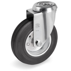 Tellure Rota 536101 — Ruote in gomma standard, nucleo composto da due dischi in lamiera, supporto rotante foro passante SL — 536101 | Tellure Rota