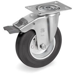 Tellure Rota 536301 — Ruote in gomma standard, nucleo composto da due dischi in lamiera, supporto rotante piastra SL freno anteriore