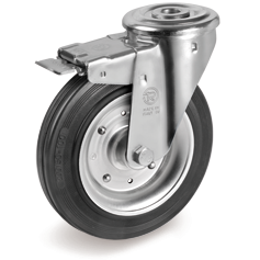 Tellure Rota 538221 — Ruote in gomma standard, nucleo composto da due dischi in lamiera, supporto rotante foro passante NL freno anteriore