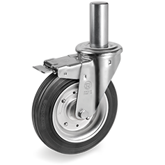 Tellure Rota 538802 — Ruote in gomma standard, nucleo composto da due dischi in lamiera, supporto rotante con codolo NL, freno anteriore — 538802 | Tellure Rota