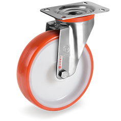 Tellure Rota 604604 — Ruote in poliuretano iniettato, nucleo in poliammide 6, supporto rotante piastra NLX