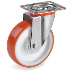 Tellure Rota 604702 — Ruote in poliuretano iniettato nucleo in poliammide 6, supporto rotante piastra NL — 604702 | Tellure Rota