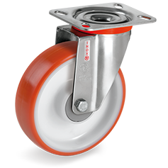 Tellure Rota 605410 — Ruote in poliuretano iniettato, nucleo in poliammide 6, supporto rotante piastra NLX
