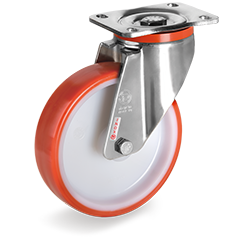 Tellure Rota 607004 — Roues en polyuréthane injecté, corps en polyamide 6, monture pivotante à platine PX