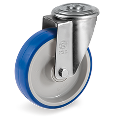 Tellure Rota 614331 — Roues en polyuréthane injecté, corps en polyamide 6, monture pivotante à trou passant NL — 614331 | Tellure Rota