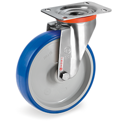 Tellure Rota 614404 — Roues en polyuréthane injecté, corps en polyamide 6, monture pivotante à platine NLX — 614404 | Tellure Rota