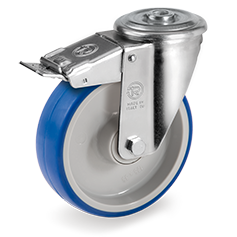Tellure Rota 615510 — Räder aus gespritztem Polyurethan, Kern aus Polyamid 6, Lenkrolle mit durchgehender Bohrung NL, Vorderbremse — 615510 | Tellure Rota