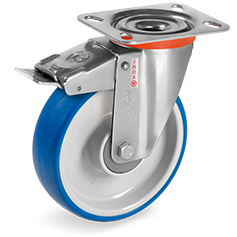 Tellure Rota 616910 — Roues en polyuréthane injecté, corps en polyamide 6, monture pivotante à platine NLX frein antérieur — 616910 | Tellure Rota