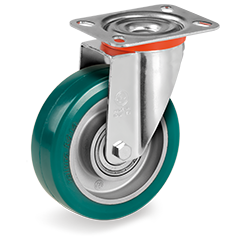 Tellure Rota 624413 — Ruote in poliuretano TR-ROLL, nucleo in alluminio, supporto rotante piastra NL