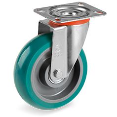 Tellure Rota 624426 — Roues en polyuréthane 'TR-Roll' avec profil ergonomique bombé, corps en polyamide 6, monture pivotante NL — 624426 | Tellure Rota